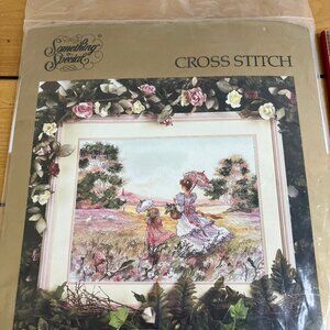 Spring Meadow Scene Printed Cross Stitch Kit Candamar 50657 NEW Vintage 1992